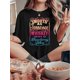 thumbnail image 1 of [Retro Fashion Printed T Shirt] Ladies Fashion Retro Colorful Gradient Letter Printed T Shirt, Simple Casual Round Neck Comfortable Long Sleeve T Shirt, Women's Spring And Autumn Clothing, 1 of 6