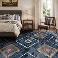 thumbnail image 2 of KoshiMe 9'x12' Area Rugs for Living Room, Machine Washable Rugs Non-Slip, Low Pile Soft Print Pattern Western Rug for Bedroom, Dining Room, Office, Dark Blue, 2 of 9
