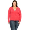 thumbnail image 1 of Women's V-Neck Button Down Long Sleeve Classic Knit Cardigan Sweater, 1 of 4