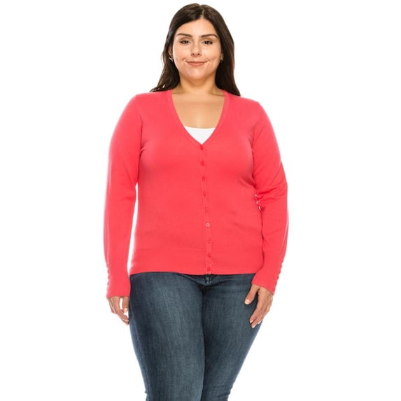 Women's V-Neck Button Down Long Sleeve Classic Knit Cardigan Sweater
