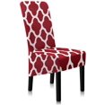 thumbnail image 1 of Stretchy Dining Chair Covers, XL/Oversized Removable Washable Soft Spandex High Back Large Chair Cover Slipcover for Dining Room Kitchen Hotel Table Banquet, Geometric Pattern (4 Per Set, Wine Red_01), 1 of 8