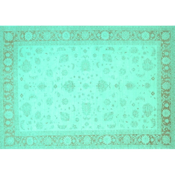 Ahgly Company Machine Washable Indoor Rectangle Persian Turquoise Blue Traditional Area Rugs, 5' x 8'