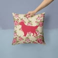 thumbnail image 2 of Golden Retriever Shabby Chic Yellow Roses Fabric Decorative Pillow, 2 of 4