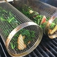 Portable Stainless Steel BBQ Grilling Basket, Rolling Vegetable