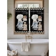 thumbnail image 6 of Chef Gnomes Kitchen Curtains 54 Inches length, Rustic Black White Paid Dessert Cake Cook Window Treatment Curtain Drapes, Decorative Window Curtains for Bedroom Cafe, 52"x54", 2 Panels, 6 of 7