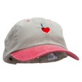 thumbnail image 5 of Hooked Heart Embroidered Pigment Dyed Wash Cap - Beige Red OSFM, 5 of 5