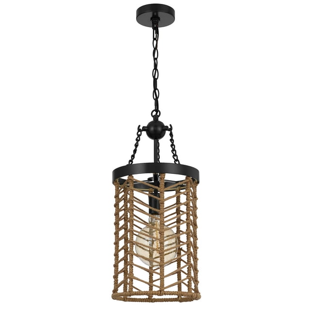 Lámpara colgante Cal Lillington, 60 W, metal, arpillera, jaula