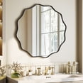 thumbnail image 4 of BEAUTYPEAK 30" Wavy Round Bathroom Mirror Wall Decor with Deep Frame, Black, 4 of 11