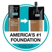 Maybelline Fit Me Matte + Poreless Liquid Foundation, Face Makeup, Mess-Free No Waste Pouch Format, Normal to Oily Skin Types, Natural Buff, 1.3 Fl Oz