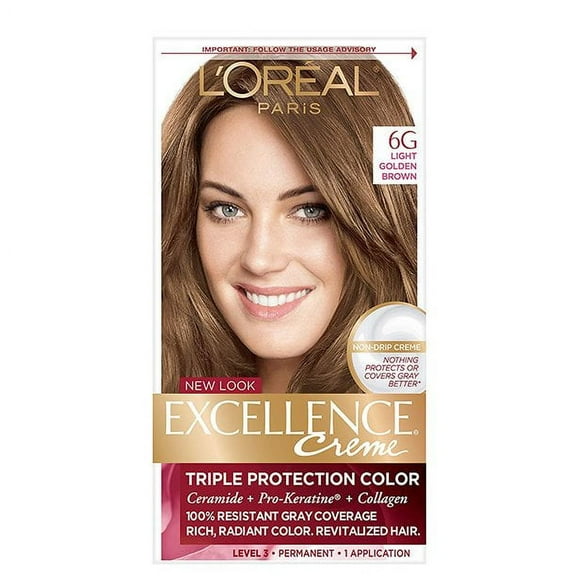 L'Oreal Paris Excellence Creme Triple Protection Hair Color, Light Golden Brown 6G (3 pack) (Bundle)