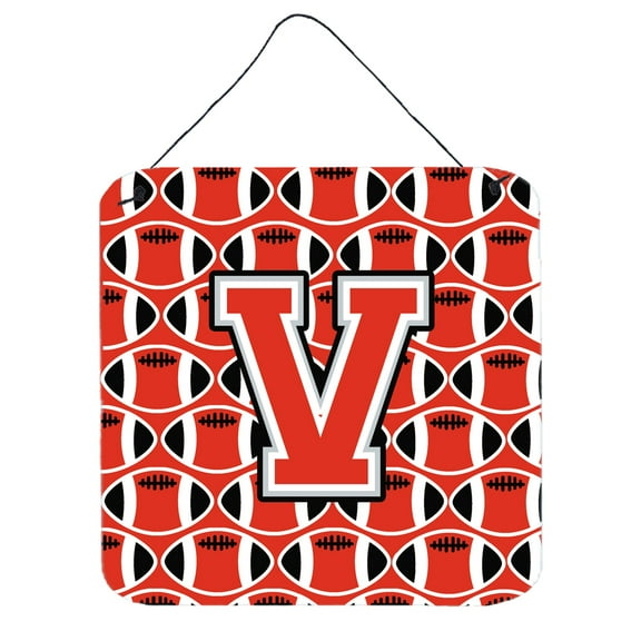 Letter V Football Scarlet and Grey Wall or Door Hanging Prints