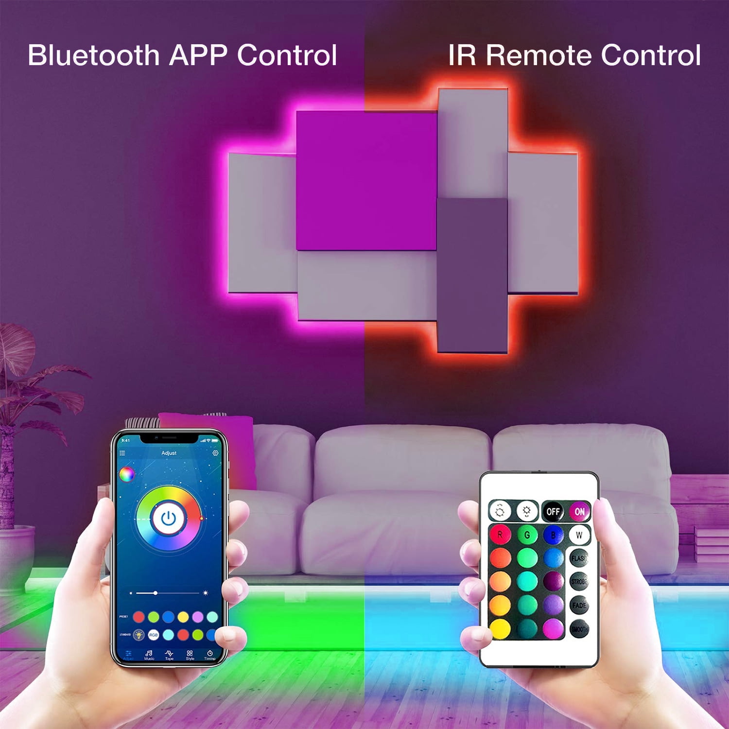 Bluetooth Led Color Changing Led Light Phopollo 32.8ft Bluetooth LED Strip Lights for Bedroom,5050 RGB Color ...