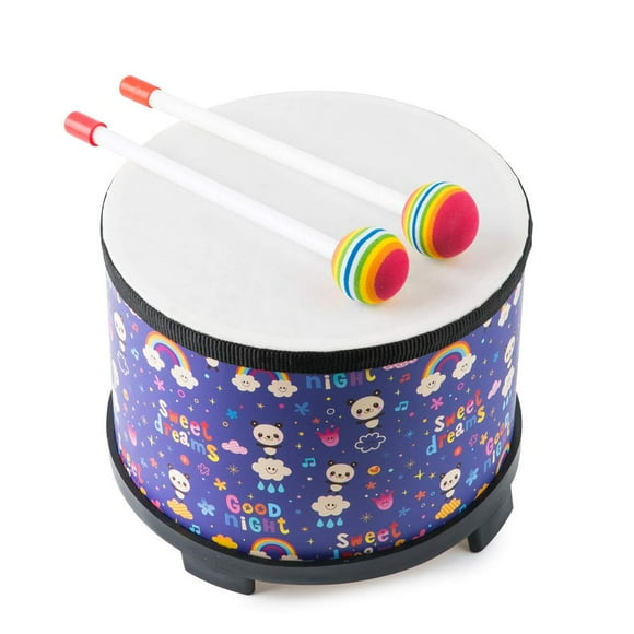 Ensemble de Tambours pour Enfants : Tambour de Percussion pour Enfants avec 2 Maillets - Tambour de Club Montessori (Arc-en-Ciel 8 Pouces)