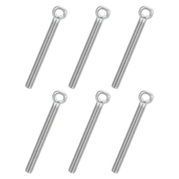 Uxcell 6 Pcs M6x60mm Shoulder Swing Lifting Eye Bolt, 304 Stainless Steel Metric Full Thread Fisheye Eye Slip Hole Screw Rigging Bolt Metal Fasteners Screws, Silver Tone