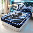 thumbnail image 3 of Erosebridal Dirt Bike Zipper Full Size Comforter Sets with Fitted Sheet and 2 Pillowcases, Tire Track Zipper Bedding Set, Blue Black, Black Reversible, 3 of 7