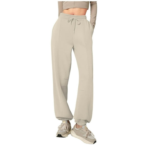 Women's Sweatpants Pants with Plus Size Jogging Pants Casual Sweatpants With Pocket Elastic Waist Pants For Workout Running Athletic Pants for Workout, Jogging, Running Beige S
