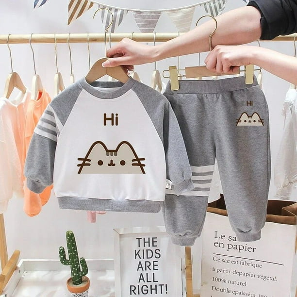Pusheen-Conjunto de sudadera con dibujos animados para niño, 2023 algodón puro, cálido y cómodo, ropa para el hogar, regalos de Navidad, 100