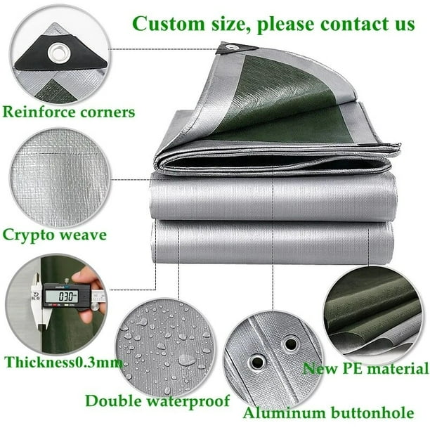 Lona Impermeable Para Camping 3.2x2.5m - Toldo De Vela Resistente Al Agua Y UV Para Jardín, Piscina O Acampada