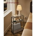 thumbnail image 5 of Side Table with Charging Station, Narrow End Table, 3-Tier Nightstand, Sofa Table for Small Spaces, Magazine Rack, for Living Room, Bedroom, Study, Heather Greige and Ink Black, 5 of 7