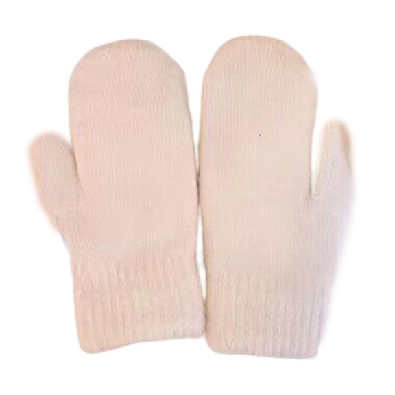 Ruanlalo Winter Mittens,1 Pair Women Winter Mittens Faux Rabbit Fur Fleece Solid Color Knitting Elegant Keep Warm Elasticity Full Fingers Skiing Mittens for Daily Wear