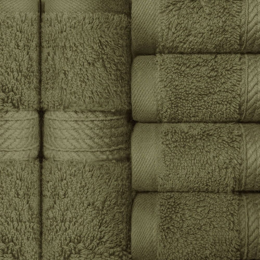 Superior Egyptian Cotton Heavyweight Face Towel Set of 6, Forest Green