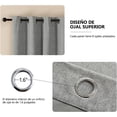 thumbnail image 4 of Lino Cortinas Blackout con Aislamiento Térmico, 100% Blackout y Ojal Superior Cortina para Recámara y Ventana de Sala, Capa Trasera de Revestimiento Gris, 2 Paneles, 140 x 305 cm, Gris, 4 of 13