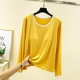 thumbnail image 2 of Womens Long Sleeve Pajama Top Built In Support Yoga Comfort Tee Soft Casual Layer, 2 of 8
