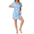 thumbnail image 2 of Camisón T-shirt de mujer Inspire Chic, vestido de pijama, colorido, a rayas, con mangas cortas, bata de noche, S Nube Luna, 2 of 6