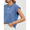 thumbnail image 4 of Chiclily Cap Sleeve Tank Tops for Women Summer Casual Basic T-Shirts, Blue 2XL, 4 of 6