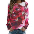 thumbnail image 1 of Camiseta suelta estampada a la moda para mujer, blusa de manga larga, cuello redondo, camisetas informales Pompotops  FGAJ7764, 1 of 5