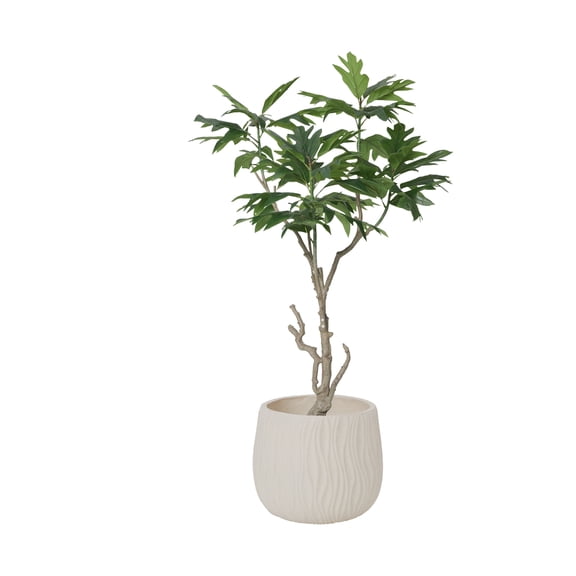 74.6'' Artificial Breadfruit tree in a Shell designed fiberstone planter perfect for indoor and outdoor use