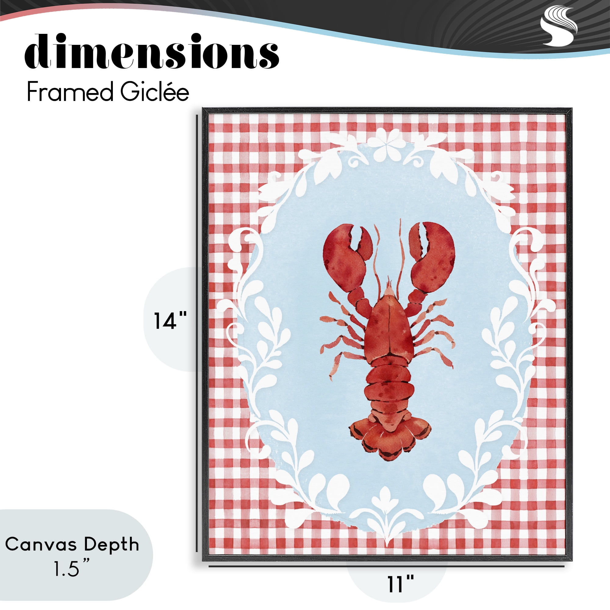 Stupell Industries Lobster with Red Plaid Black Framed Giclee Art, design by Heather Lee Chan