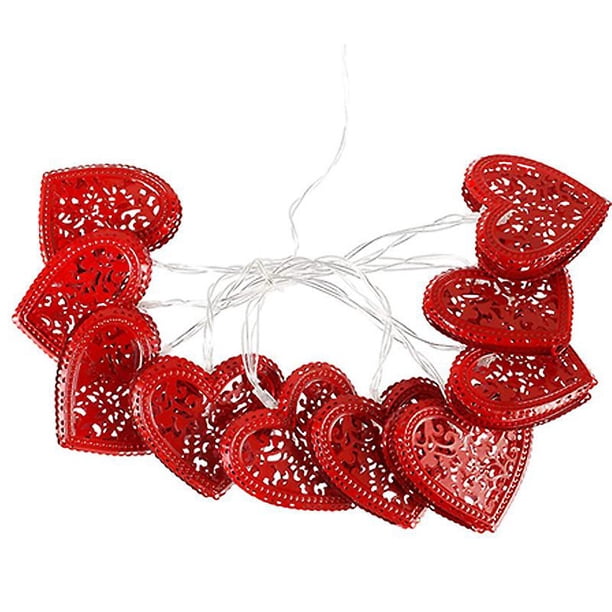 Cadena de Luces Decorativas DENGXMXG para El Día de San Valentín Forma de Corazón Luz de Hadas