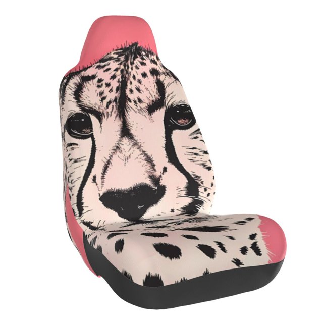 Balery Pink Cheetah Art Funda de Asiento para Auto con Diseño - Cubierta Frontal Suave y Transpirable con Protector Antideslizante- 1 Unidad