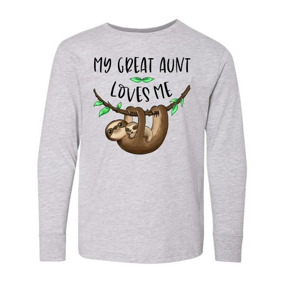 Inktastic My Great Aunt Loves Me Cute Sloth and Baby Long Sleeve Youth T-Shirt