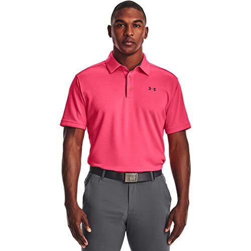 Under Men's Tech Golf Polo , Pink Shock (683)/Pitch Gray, - Walmart.com