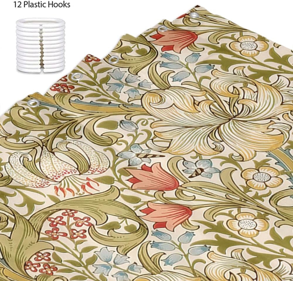 Cortina de Ducha de Tela Impermeable con Ganchos William Cortina de Ducha de Tela Impermeable con Ganchos William