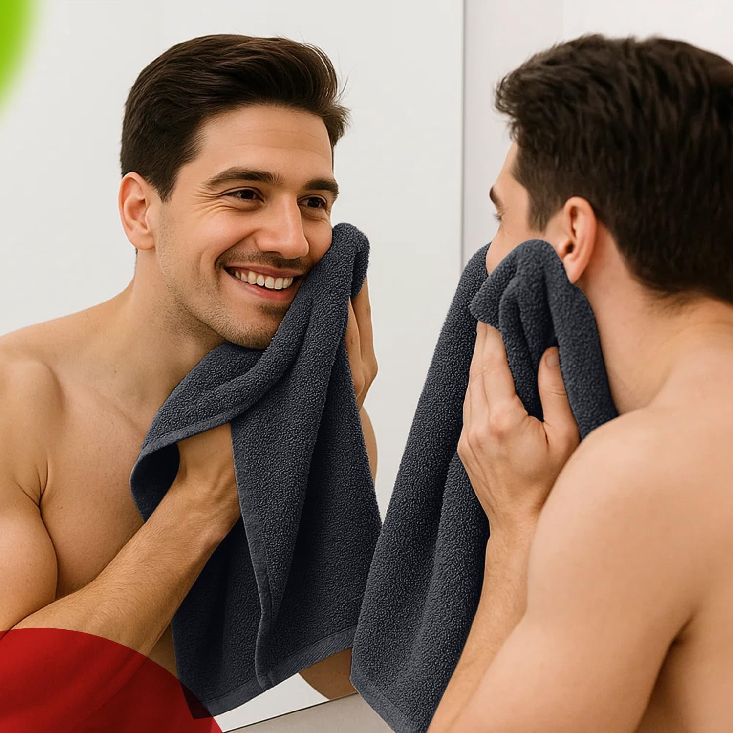 RIVERSIDE Hand Towel 6 Pack 16x28 Soft And Quick Dry Cotton Towels for Home Gym & Spa - Charcoal