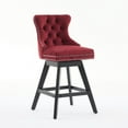 thumbnail image 3 of Dining Chairs Swivel Velvet Barstools with Button Tufted Decoration and Wooden Legs, and Chrome Nailhead Trim, Leisure Style Bar Chairs,Bar stools, Set of 2 (Wine Red),SW1860WR,Wooden Dining Chairs, 3 of 24
