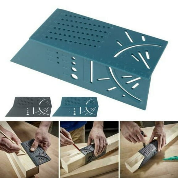 POINTERTECK Woodworking 3D Mitre Angle Measuring Tools Multi-function Angle Ruler for Builders Carpenters Craftsmen Architects 45 Degree 90 Degree Line Ruler for Timber Pipes Mitre Angle
