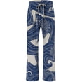 thumbnail image 5 of Arlun Women Linen Wide Leg Casual Pants Trendy Graphic Printed Lightweight Drawstring Elastic Waisted Holiday Flowy Pants Soft Comfortable Beach Palazzo Pants Blue M, 5 of 5