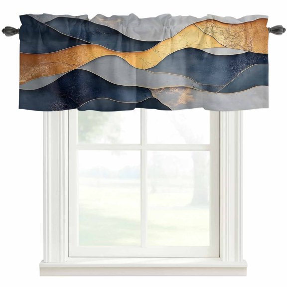 Abstract Window Valance Curtain Modern Style Color Block Rod Pocket Valance for Windows Short Curtain for Living Room, Bedroom & Kitchen Window Decor 42x12in
