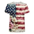thumbnail image 4 of asdoklhq American Flag Shirts Summer Shirts Usa Patriotic Tops Women's Casual and Fashionable Printed T-shirt with Round Neck and Short Sleeved Top Pink M, 4 of 5