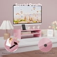 thumbnail image 3 of BONTEC Wooden Monitor Stand Riser, 2-Tier Desk Shelf with Storage Organizer, Ergonomic Computer Stand with Cable Management, Cellphone Holder, Pink, 16.5 Inch, 3 of 7