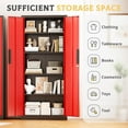 thumbnail image 5 of SUNCROWN 63" Metal Storage Cabinets with Lock, Tool Cabinet, Locking Steel Storage, Tall Locker Organizer Garage Cabinets with 2 Doors and 4 Shelves for Home,Garage,Office, Black & Red, 5 of 18