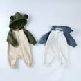 thumbnail image 4 of Ruyang Baby Boys Cute Hooded Bodysuit Long Sleeve Zipper First Birthday Outfit Fall Winter Cotton Warm Footless Jumpsuit, 4 of 4