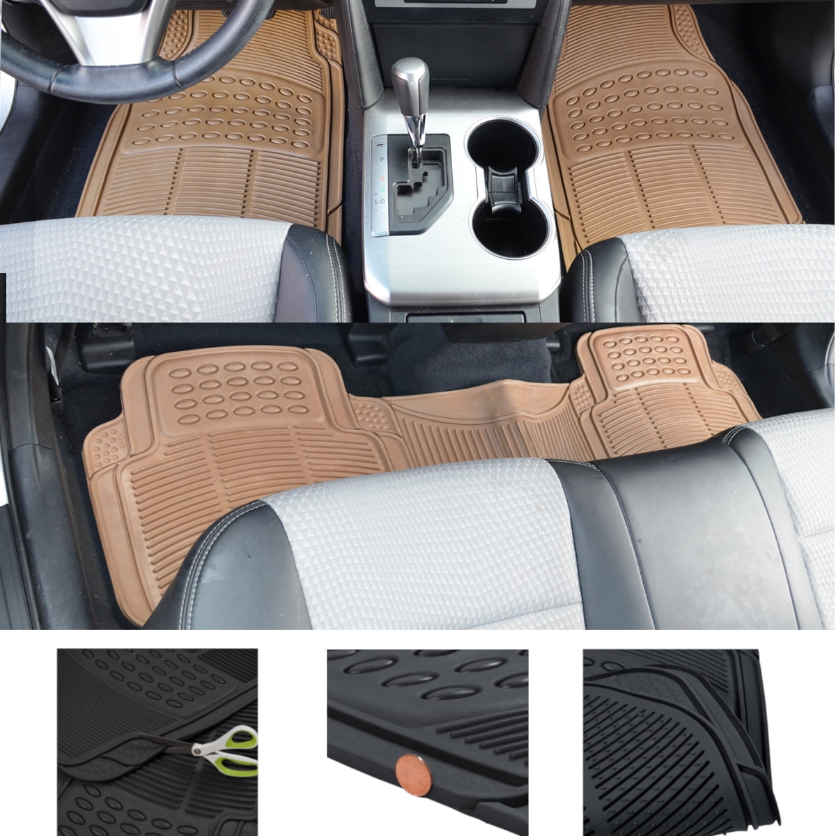 BDK Car Floor Mats with Cargo Mat, All Around Utitliy Trunk Mat, 3 Colors