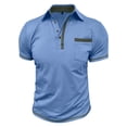 thumbnail image 4 of BRGZLK Men's Solid Color Short Sleeved Casual Classic Polo Shirts Basic Golf Button T-Shirt Tops with Pocket, 4 of 7