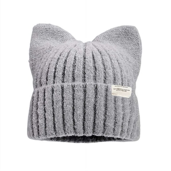 Cute Cat Ears Beanies For Women Autumn And Winter Warm Ear Protection Versatile Pullover Knitted Hats