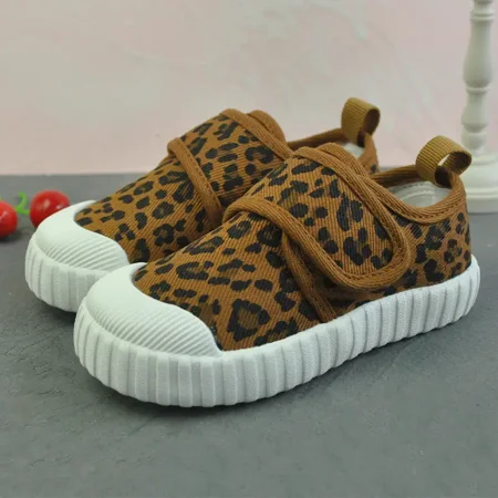 

GEDER-S Girls Leopard Print Canvas Shoes Breathable Lightweight Casual Walking Sneakers For Toddler